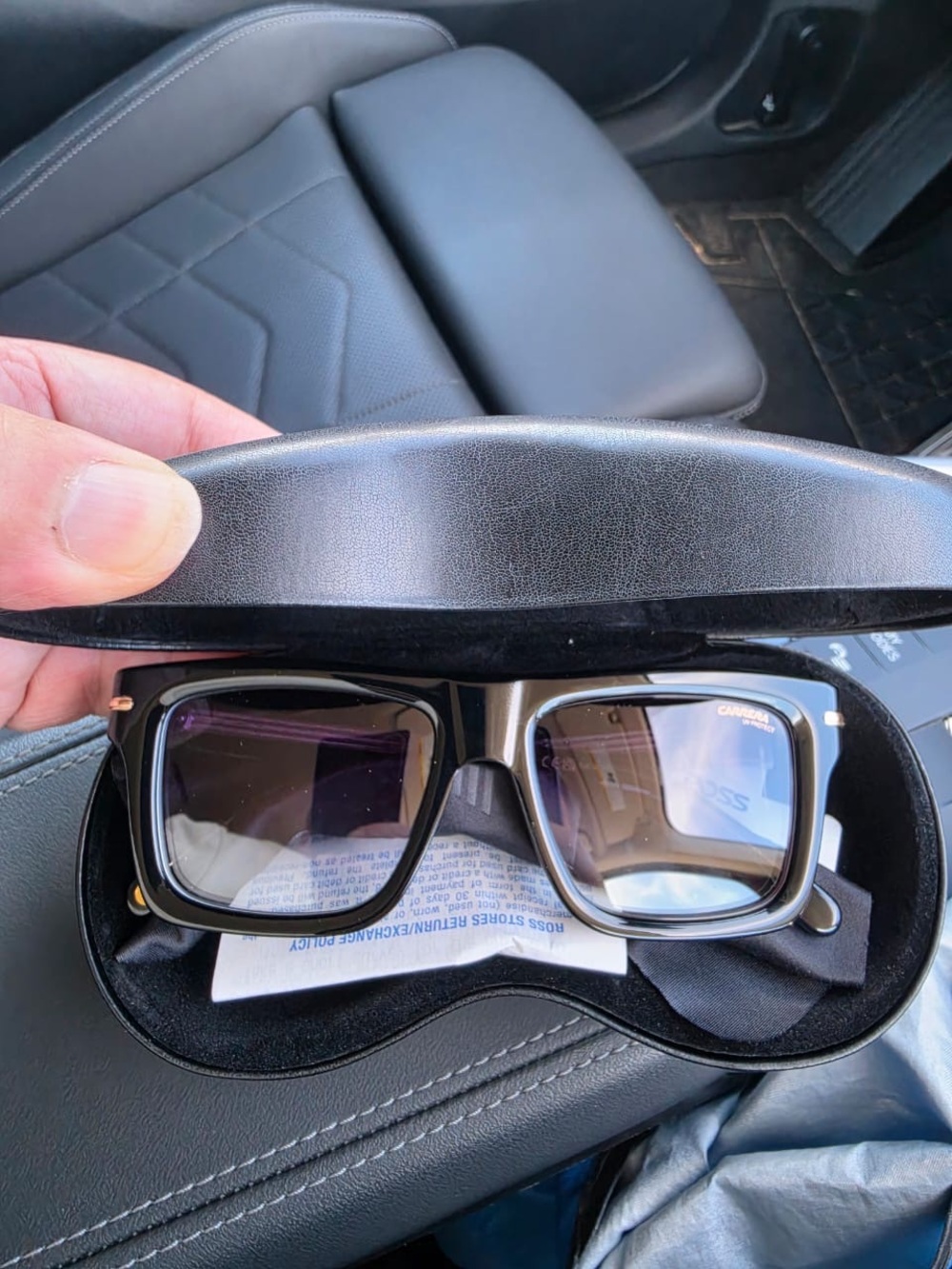 Carrera Black Rectangular Sunglasses in Protective Case